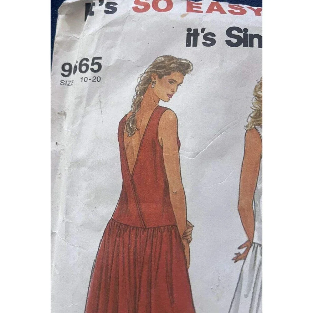 Simplicity It's So Easy 9665 Drop Waist Pullover Long Dress Sz 10 to 20